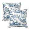 French Country Vintage Toile Throw Pillow Covers, Set of 2