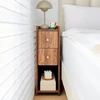 Narrow Nightstand Set of 2 Wooden 2 Drawer