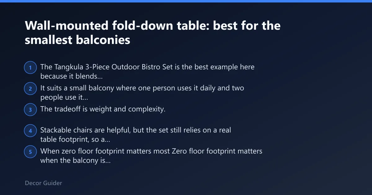 Steps: Wall-mounted fold-down table: best for the smallest balconies