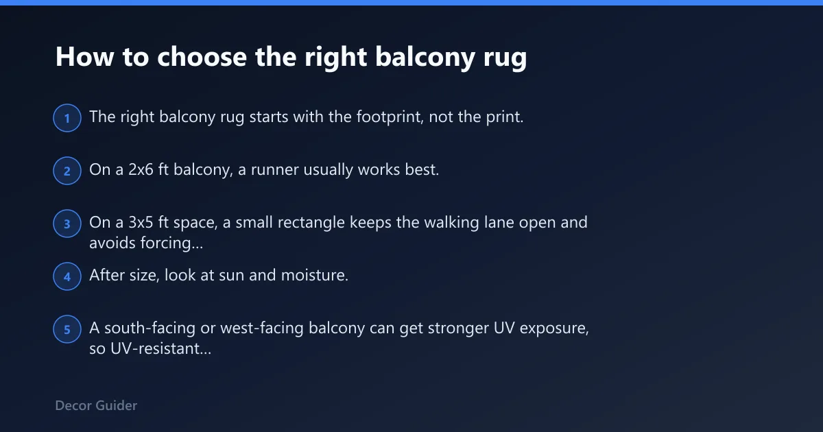 Steps: How to choose the right balcony rug
