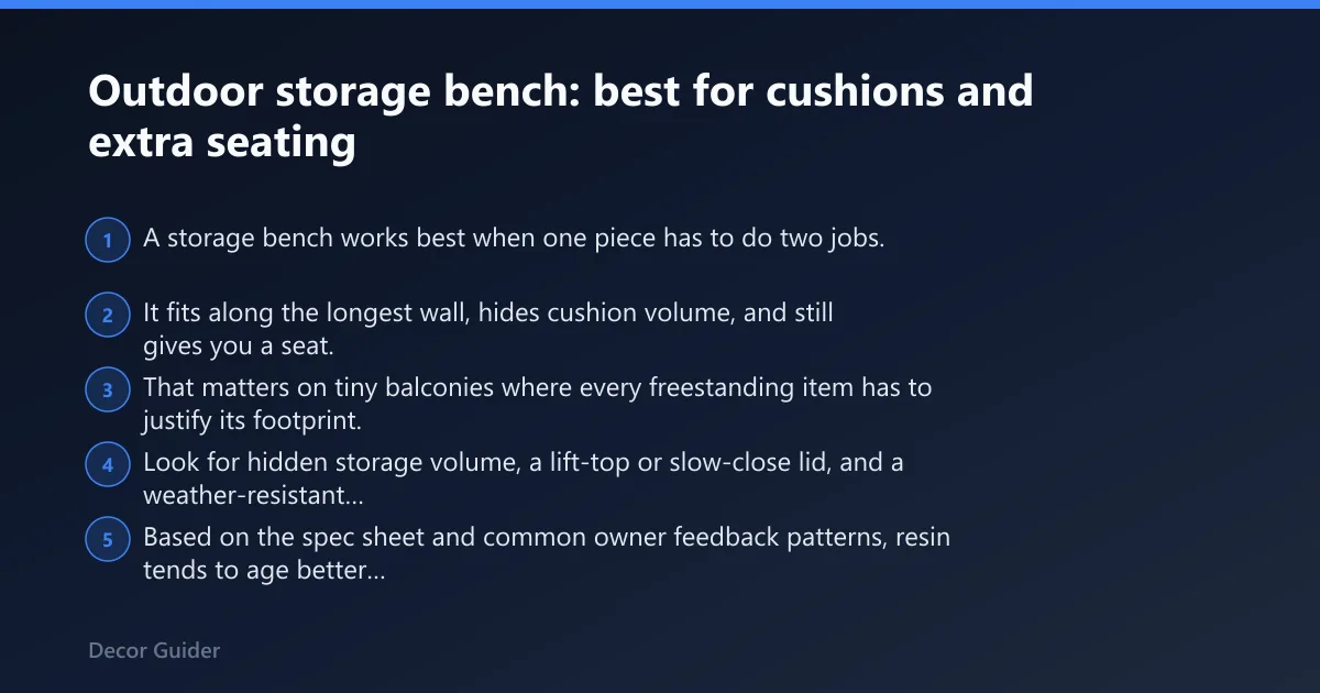 Steps: Outdoor storage bench: best for cushions and extra seating
