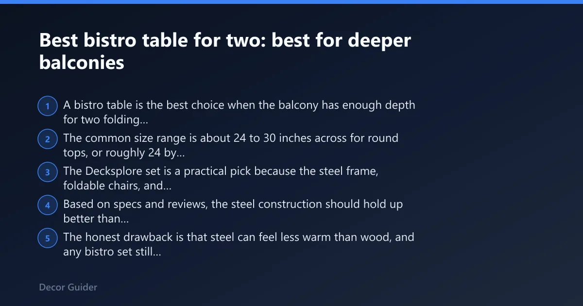 Steps: Best bistro table for two: best for deeper balconies