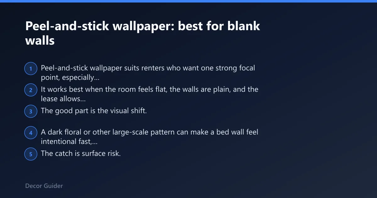 Steps: Peel-and-stick wallpaper: best for blank walls