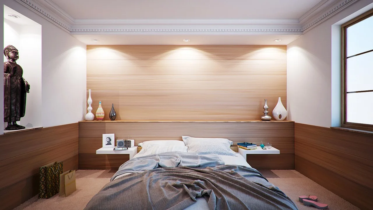 Corner bed with open floor area: best for narrow rooms
