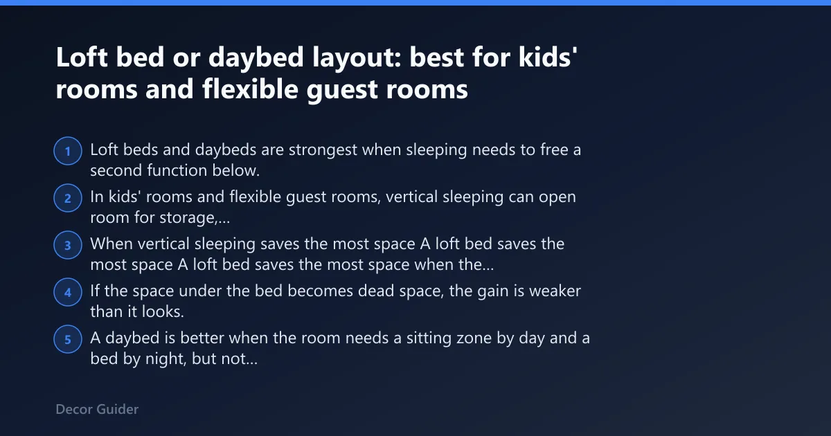 Steps: Loft bed or daybed layout: best for kids' rooms and flexible guest rooms