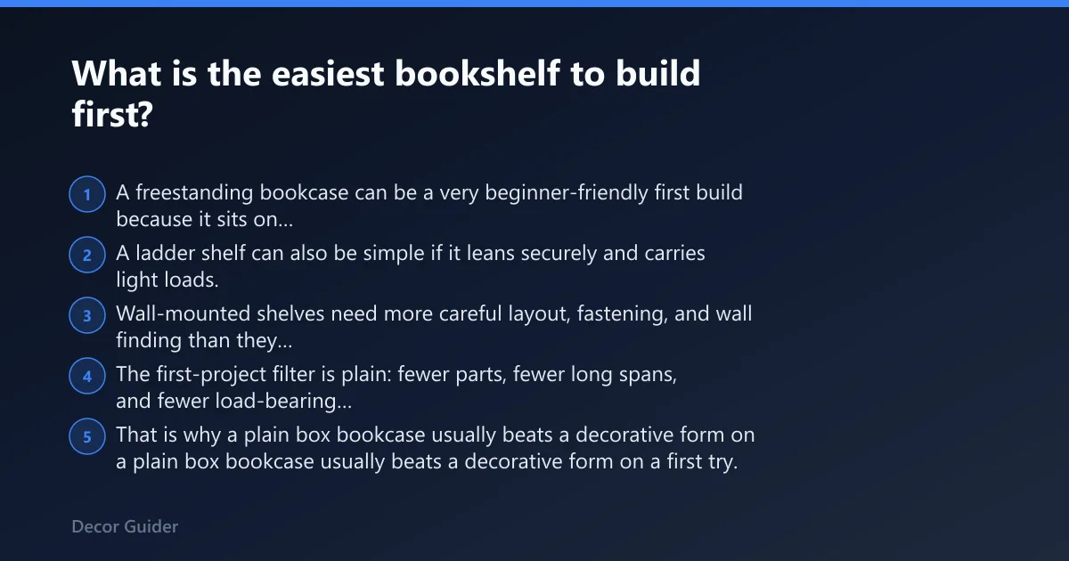 Steps: What is the easiest bookshelf to build first?