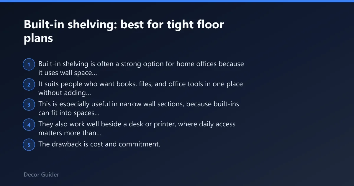 Steps: Built-in shelving: best for tight floor plans