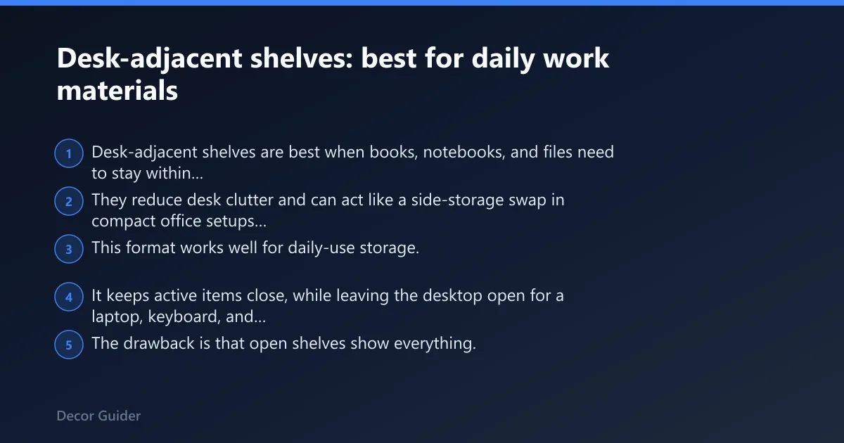 Steps: Desk-adjacent shelves: best for daily work materials