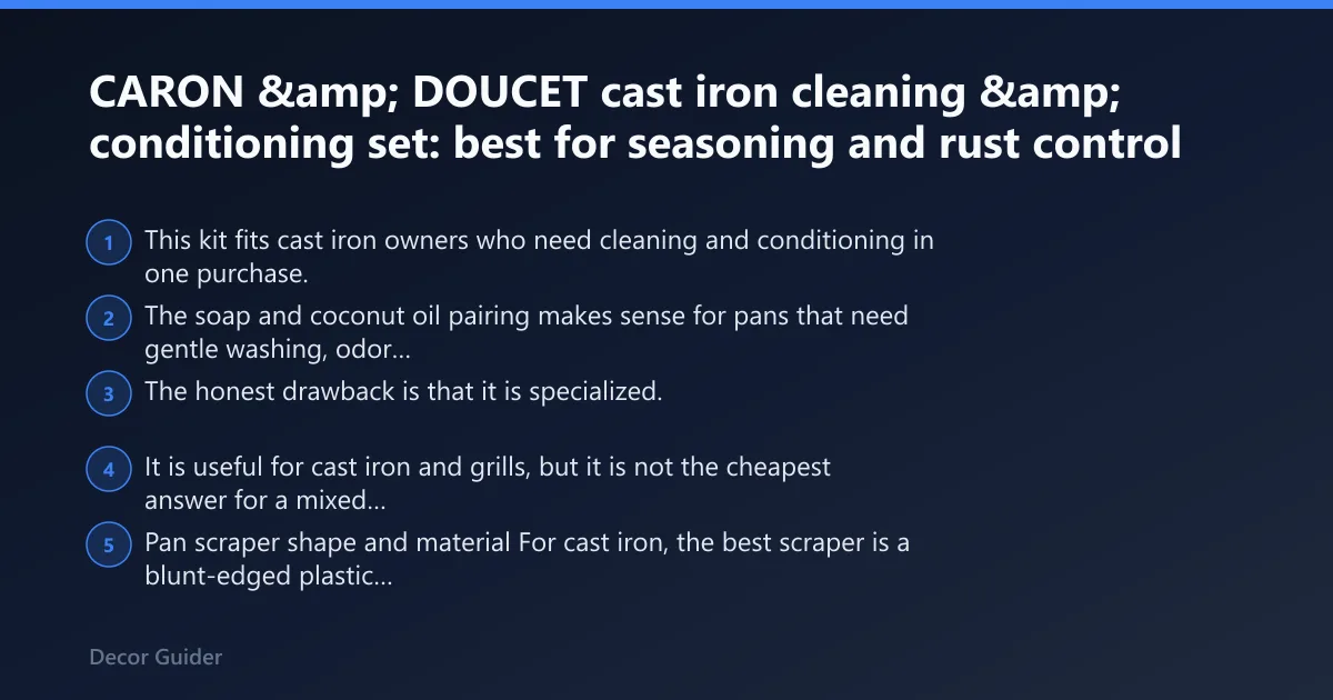 Steps: CARON &amp; DOUCET cast iron cleaning &amp; conditioning set: best for seasoning and rust control