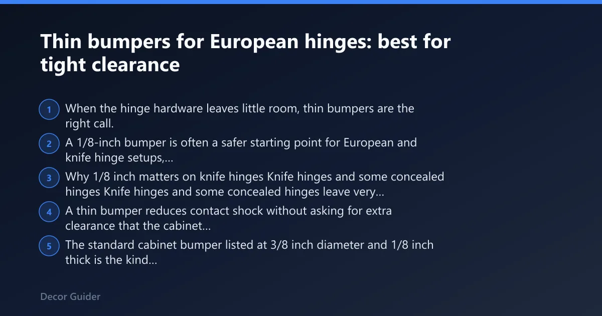 Steps: Thin bumpers for European hinges: best for tight clearance