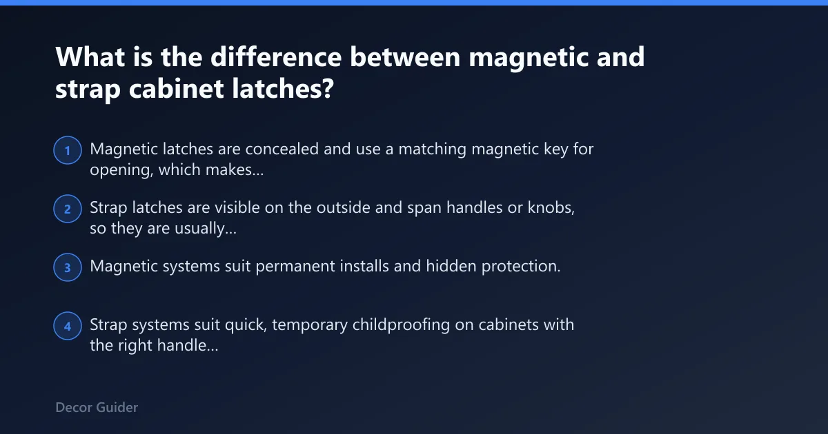 Steps: What is the difference between magnetic and strap cabinet latches?