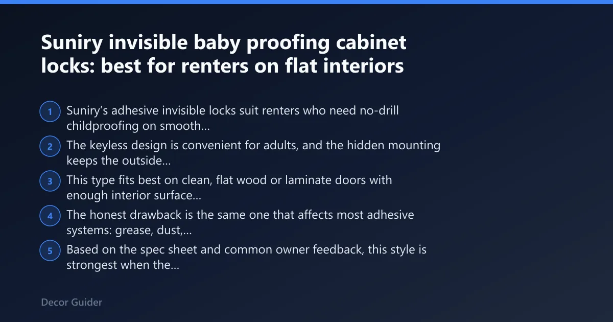 Steps: Suniry invisible baby proofing cabinet locks: best for renters on flat interiors