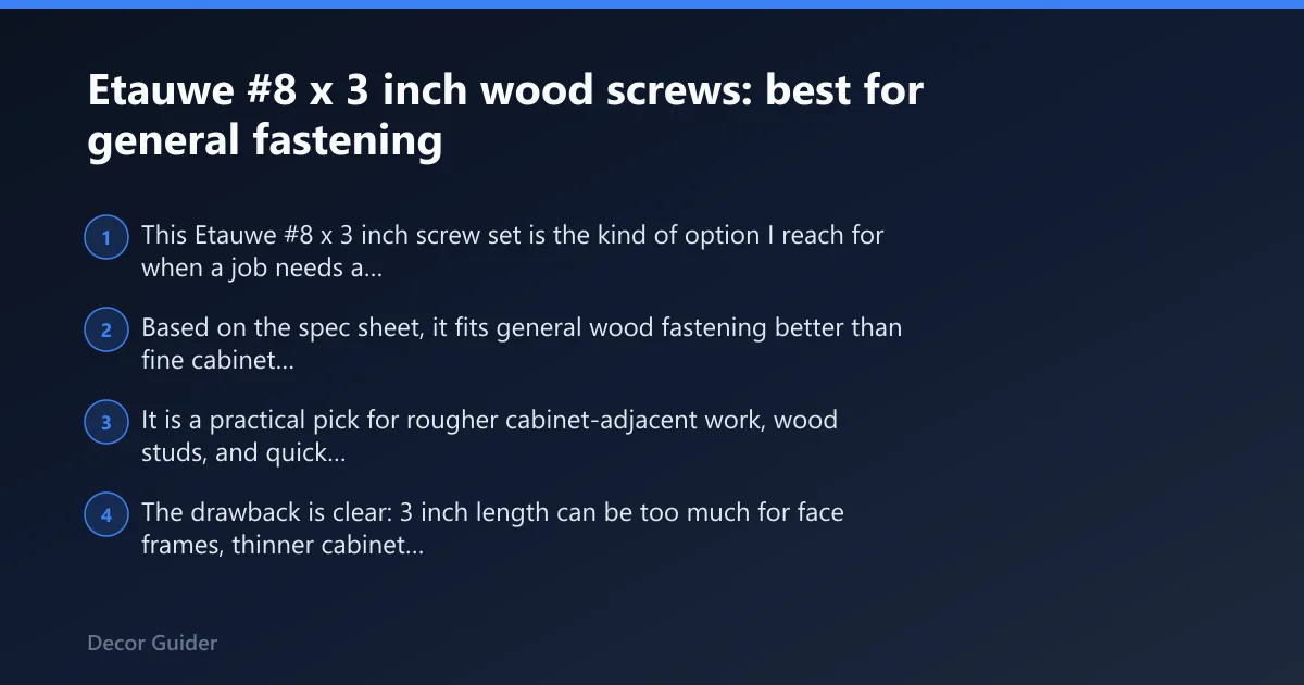 Steps: Etauwe #8 x 3 inch wood screws: best for general fastening