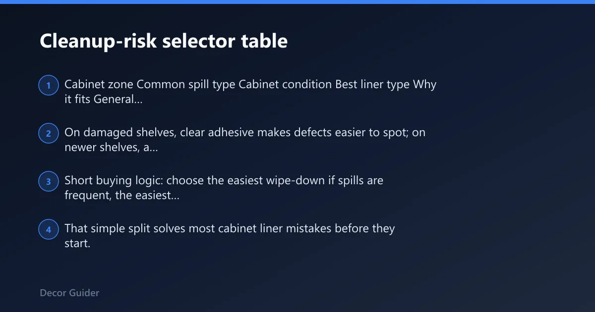 Steps: Cleanup-risk selector table