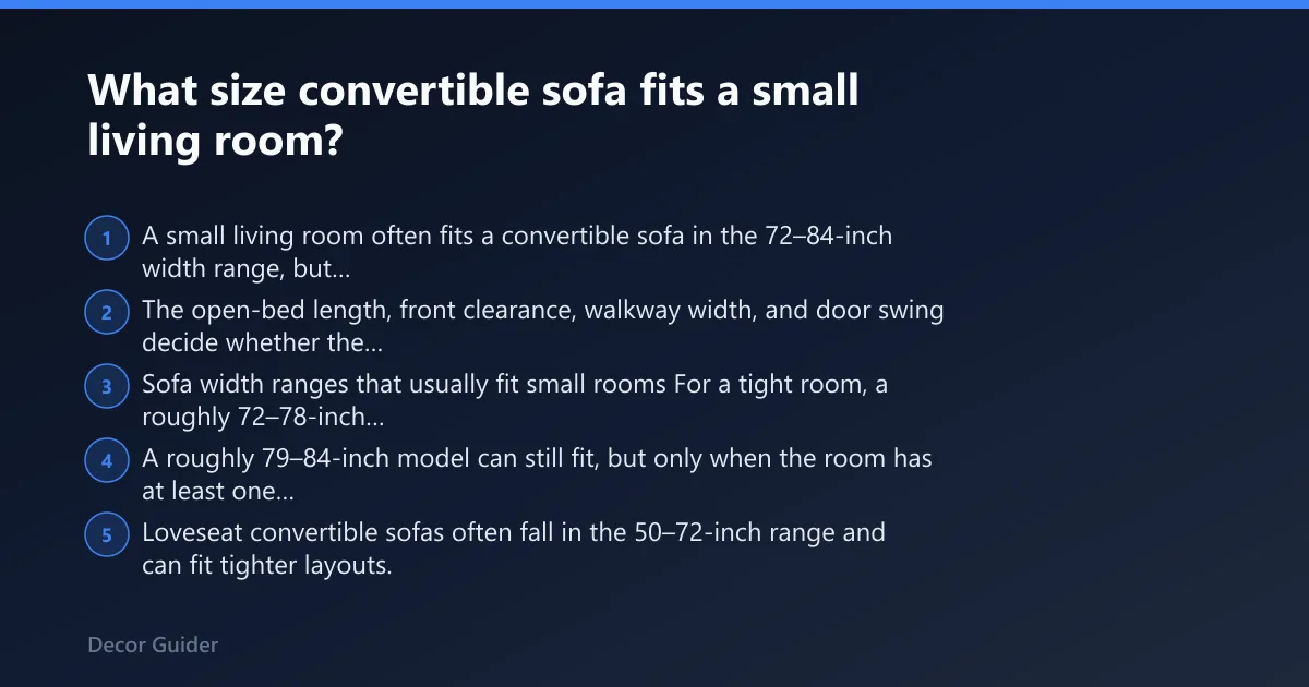 Steps: What size convertible sofa fits a small living room?