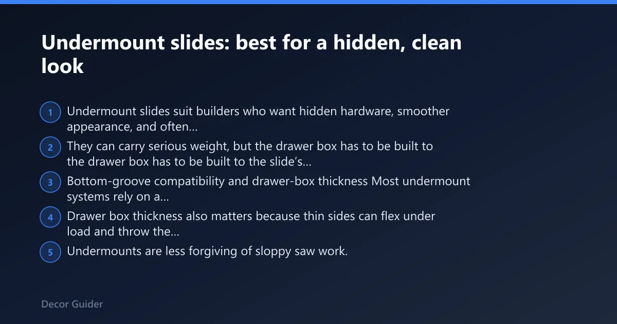 Steps: Undermount slides: best for a hidden, clean look