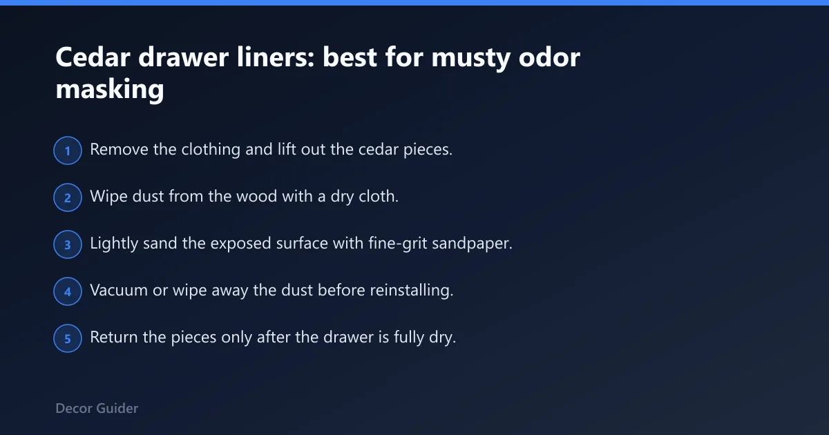 Steps: Cedar drawer liners: best for musty odor masking
