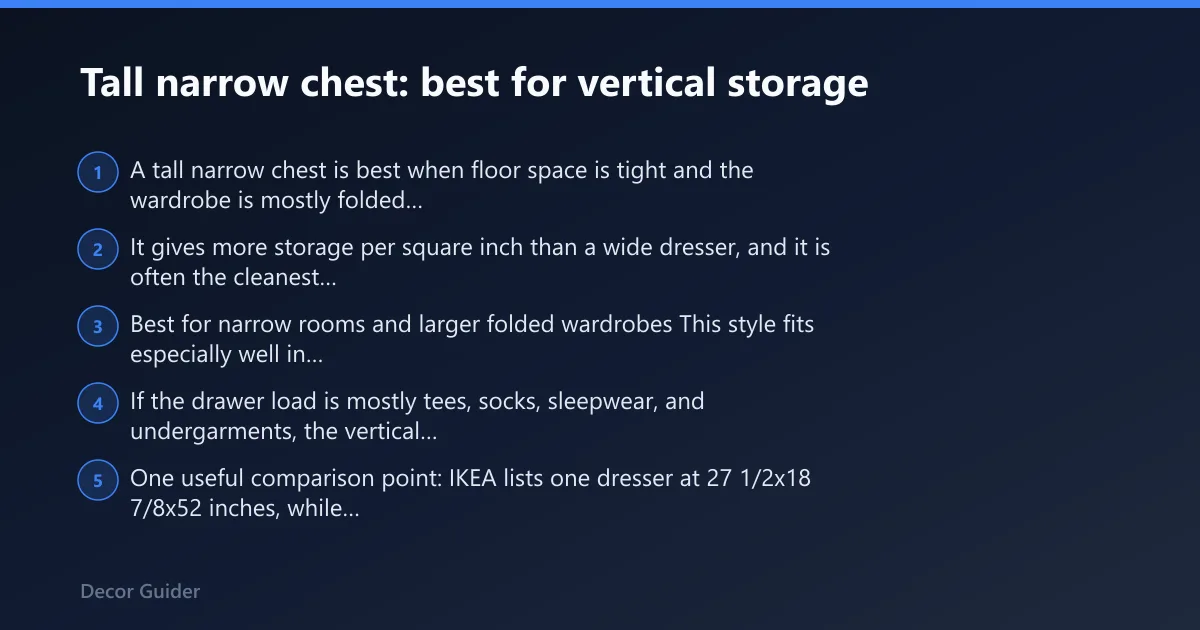 Steps: Tall narrow chest: best for vertical storage