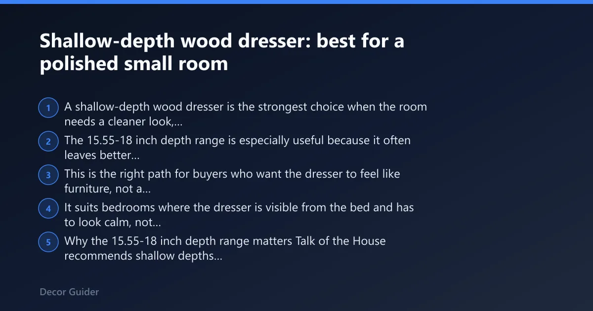 Steps: Shallow-depth wood dresser: best for a polished small room