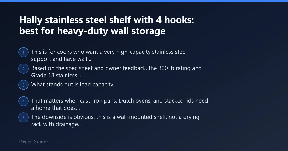 Steps: Hally stainless steel shelf with 4 hooks: best for heavy-duty wall storage
