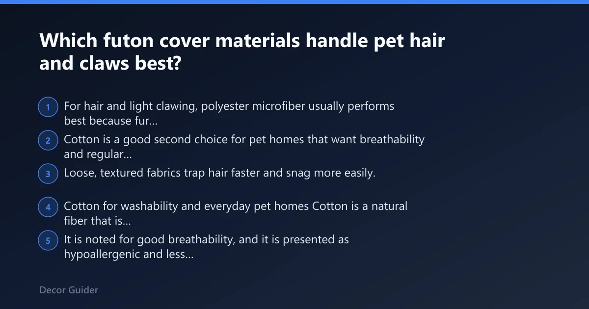 Steps: Which futon cover materials handle pet hair and claws best?