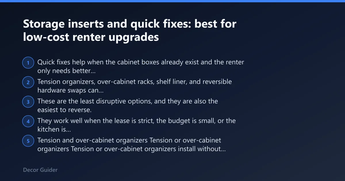 Steps: Storage inserts and quick fixes: best for low-cost renter upgrades
