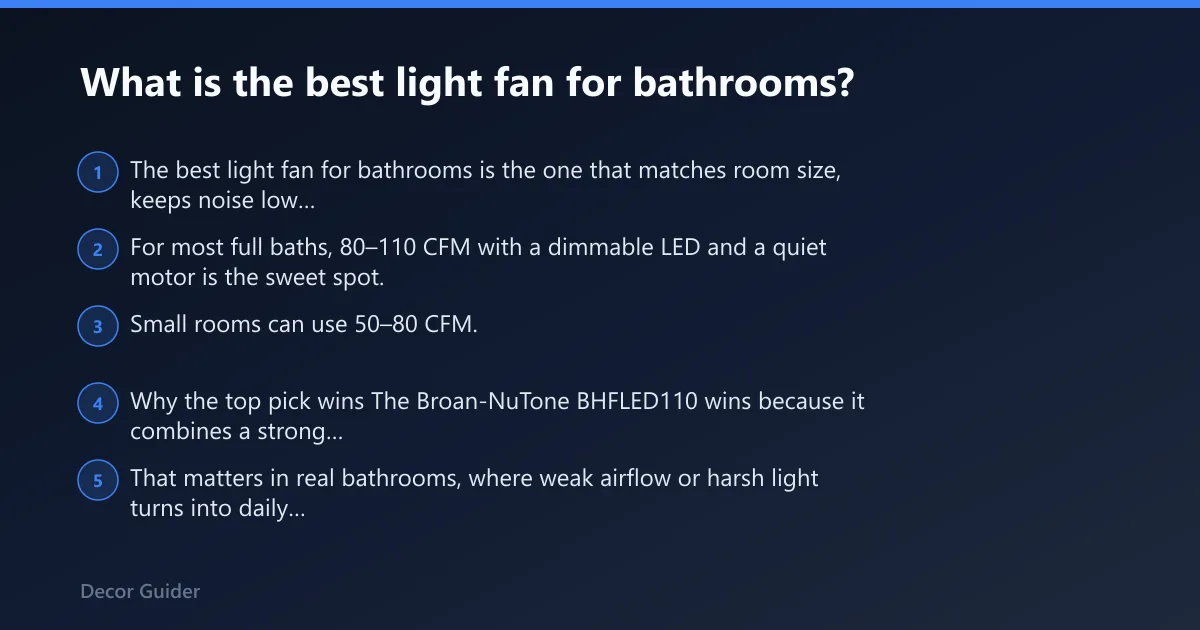 Steps: What is the best light fan for bathrooms?