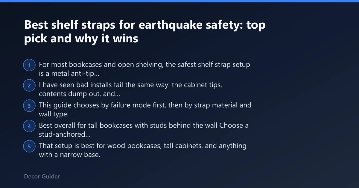 Steps: Best shelf straps for earthquake safety: top pick and why it wins