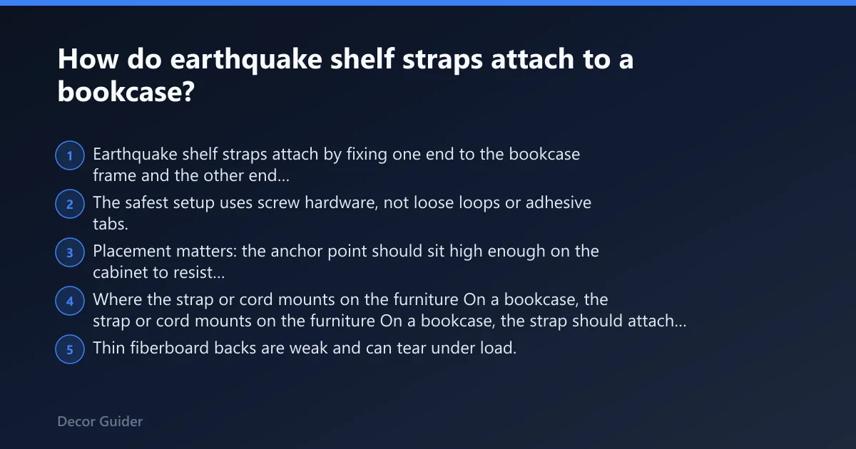 Steps: How do earthquake shelf straps attach to a bookcase?