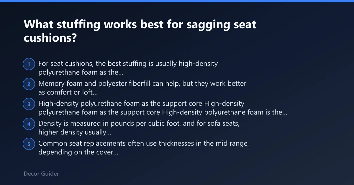 Steps: What stuffing works best for sagging seat cushions?