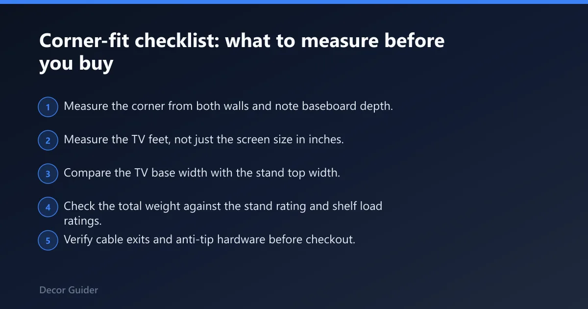 Steps: Corner-fit checklist: what to measure before you buy