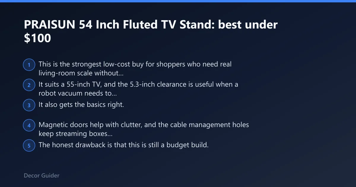 Steps: PRAISUN 54 Inch Fluted TV Stand: best under $100