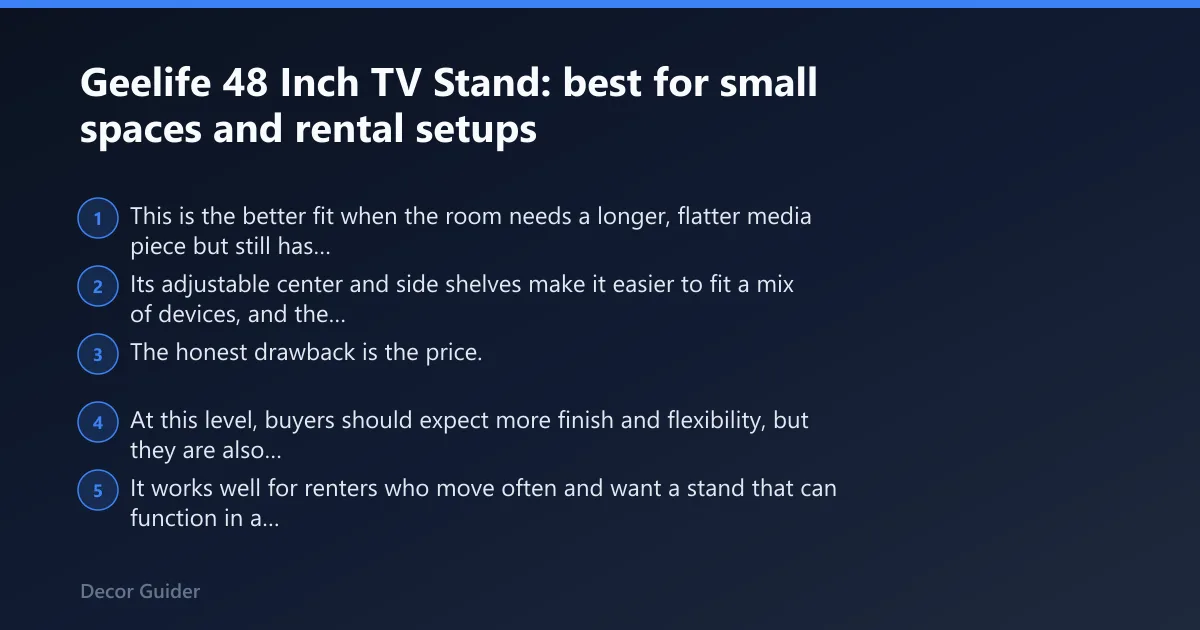 Steps: Geelife 48 Inch TV Stand: best for small spaces and rental setups