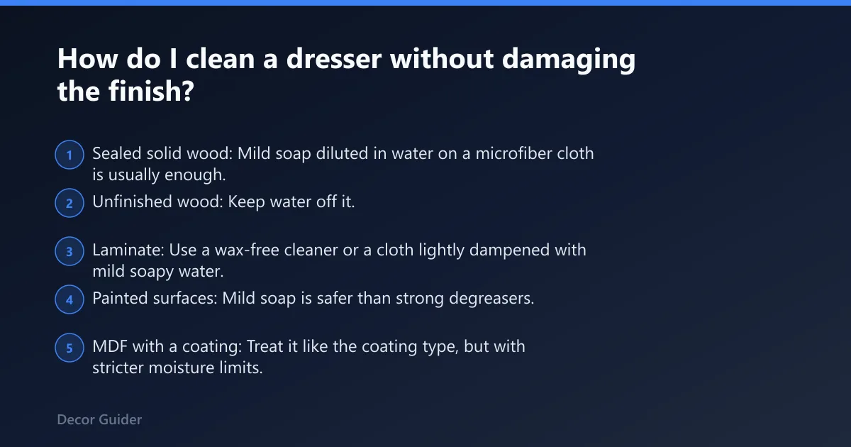 Steps: How do I clean a dresser without damaging the finish?