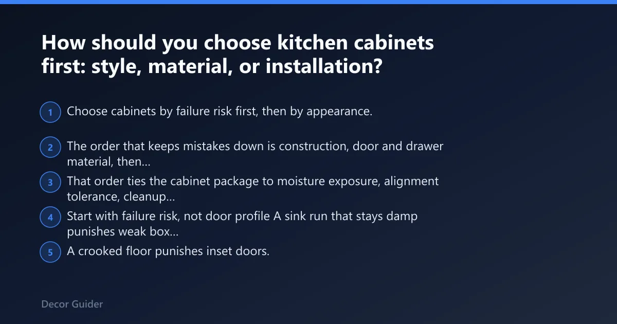 Steps: How should you choose kitchen cabinets first: style, material, or installation?