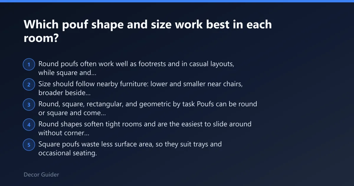 Steps: Which pouf shape and size work best in each room?