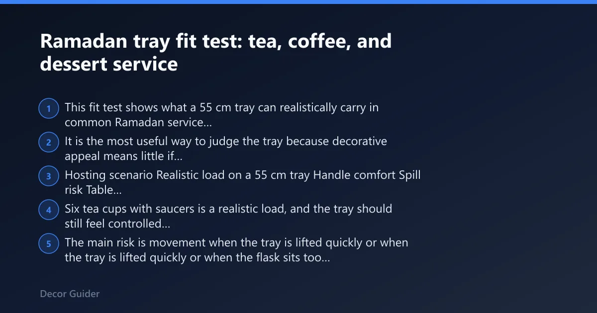 Steps: Ramadan tray fit test: tea, coffee, and dessert service