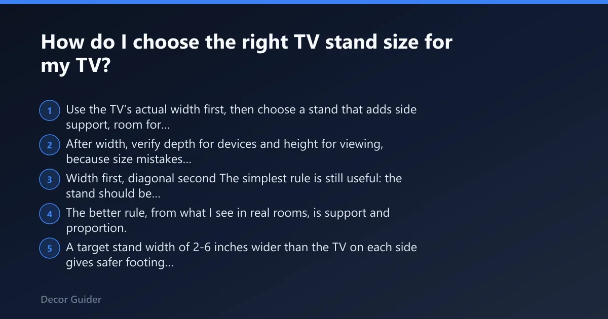 Steps: How do I choose the right TV stand size for my TV?