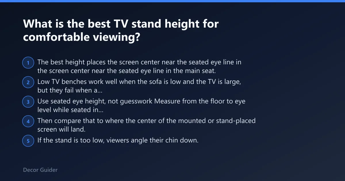 Steps: What is the best TV stand height for comfortable viewing?