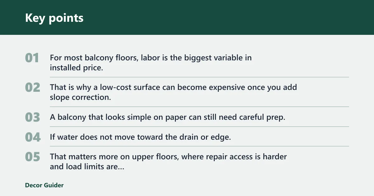 Key points: Balcony flooring cost basics
