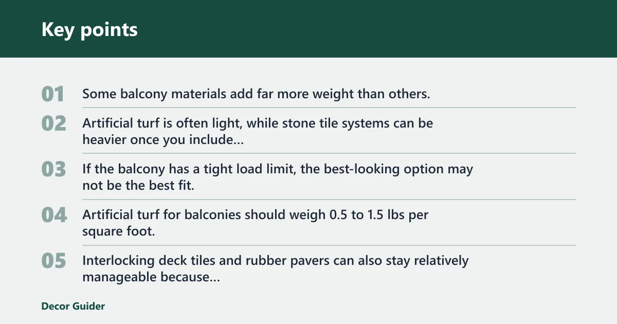 Key points: Balcony weight and water limits