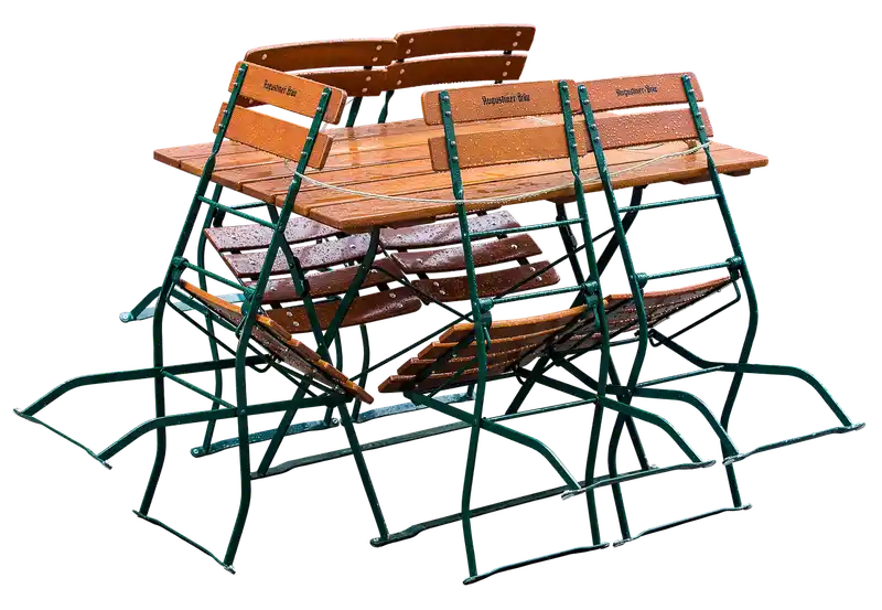 Balcony folding chair open on a small balcony with space to walk around it