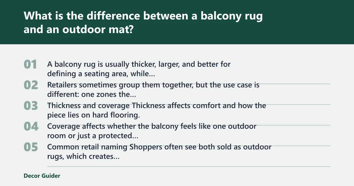 Steps: What is the difference between a balcony rug and an outdoor mat?