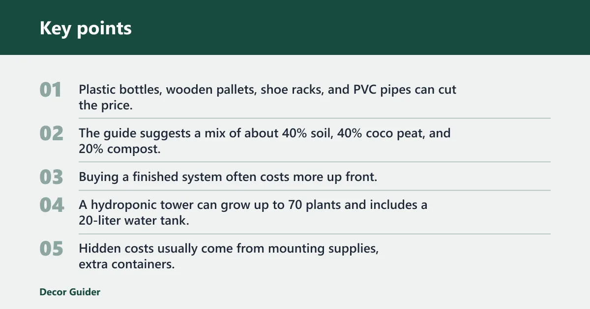 Key points: How much does a DIY vertical garden on a balcony cost?