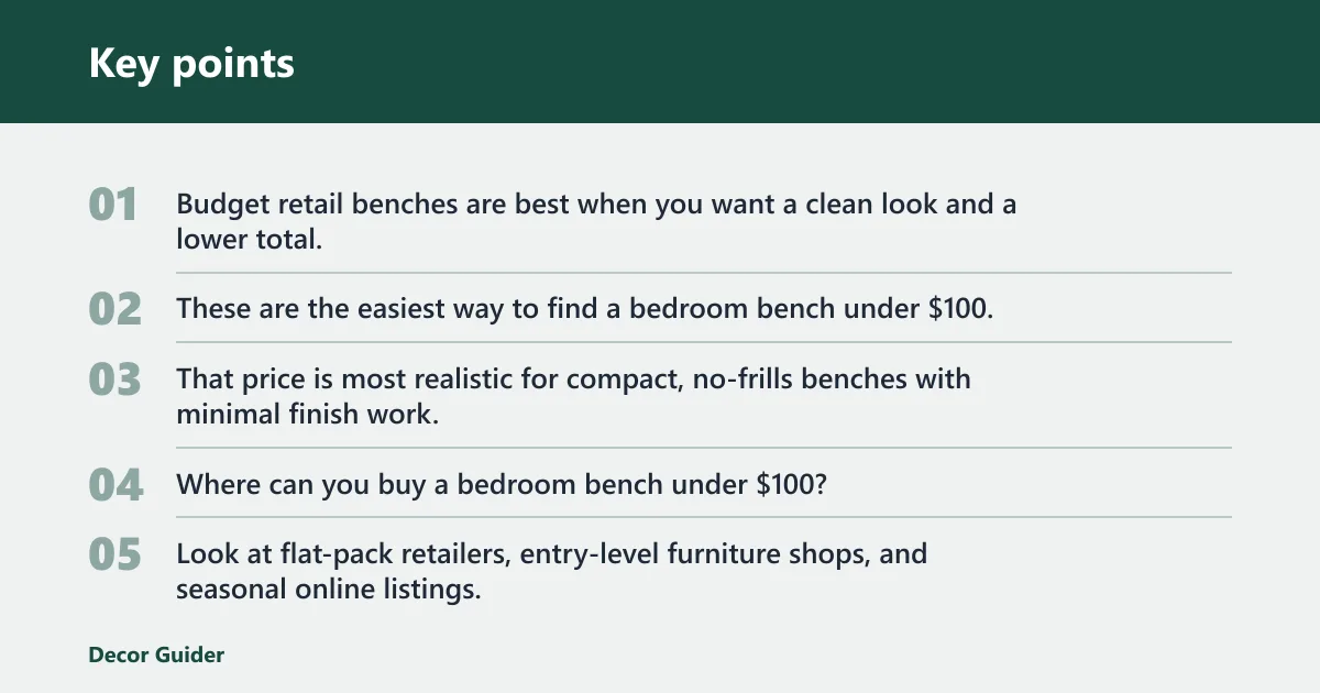 Key points: Which bench type fits your budget?