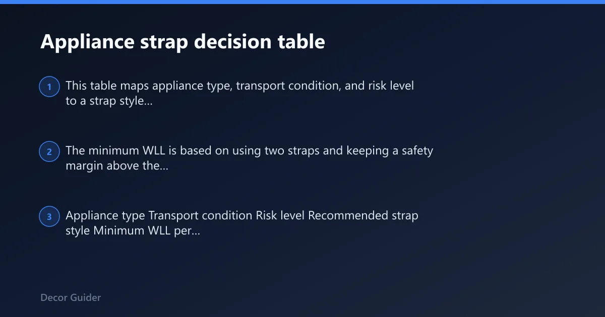 Steps: Appliance strap decision table