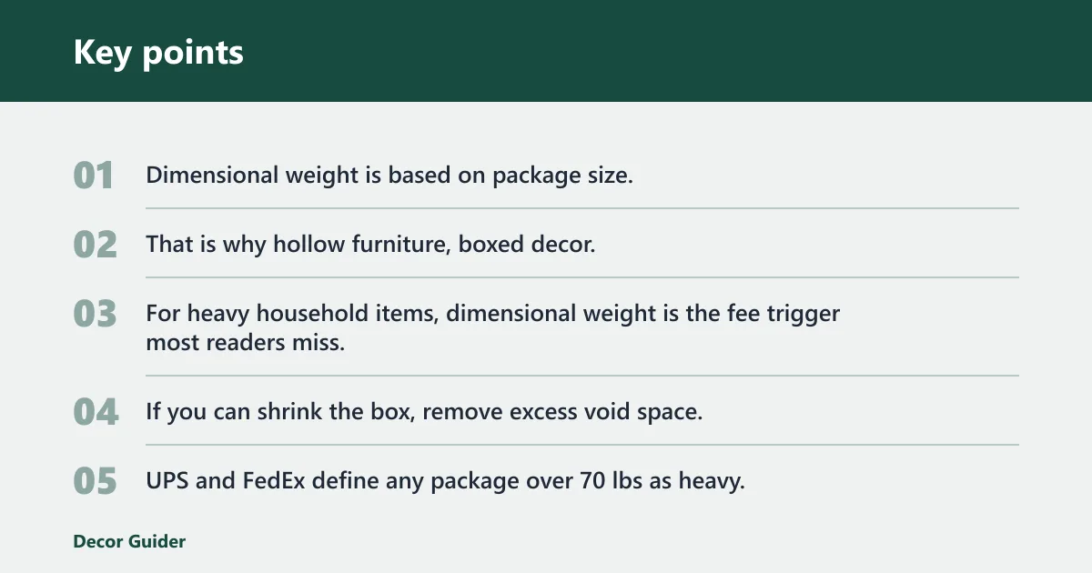 Key points: What makes heavy household items expensive to ship