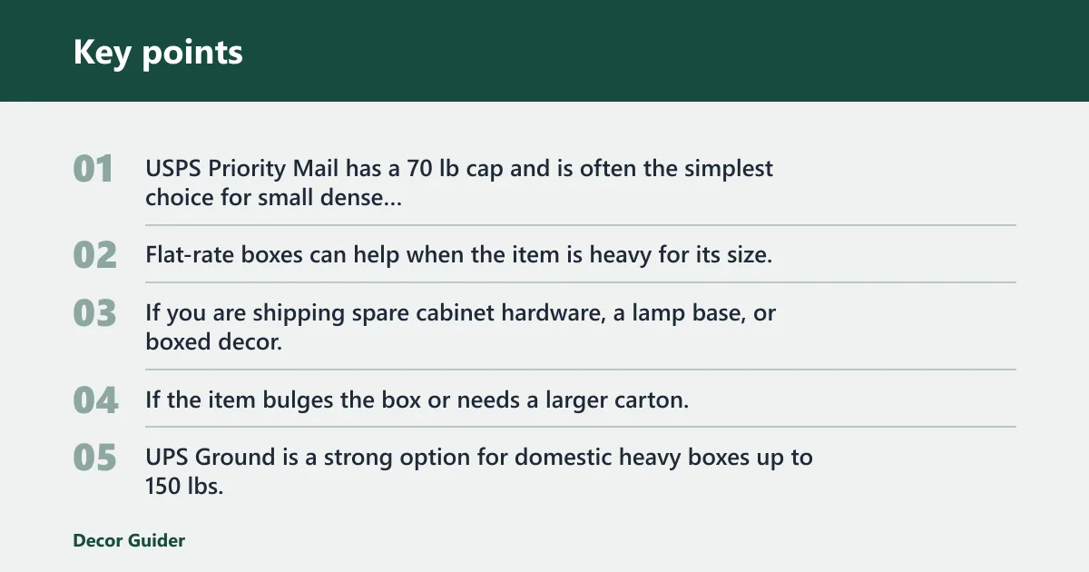 Key points: Is USPS cheaper than UPS or FedEx for heavy boxes?