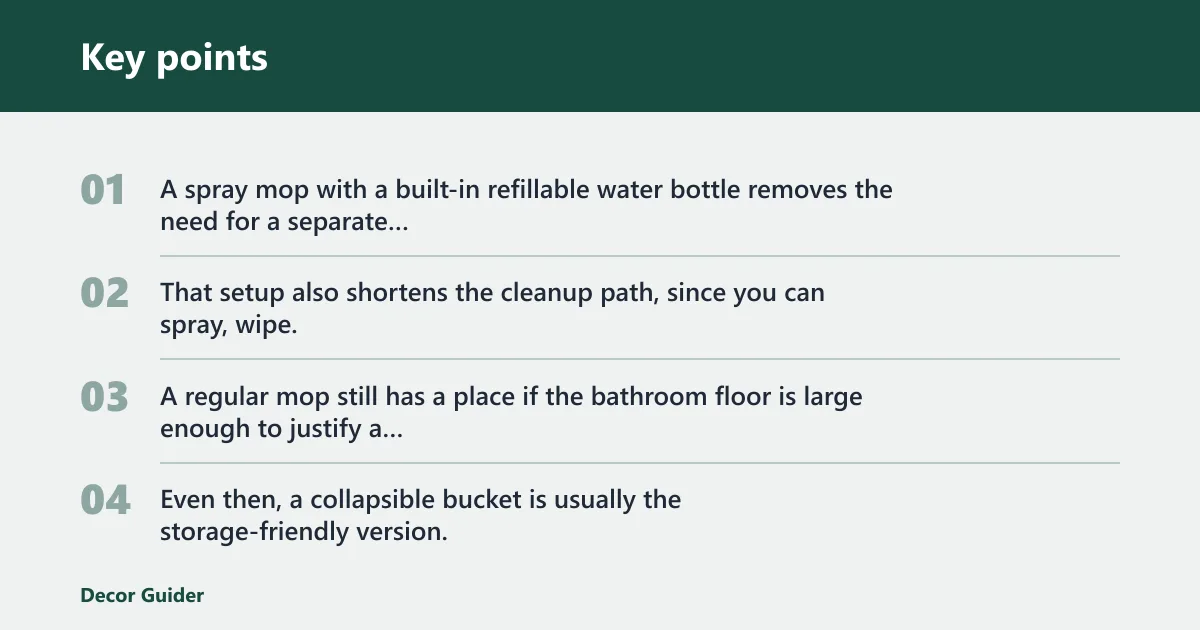 Key points: Bathroom tool matrix for small spaces