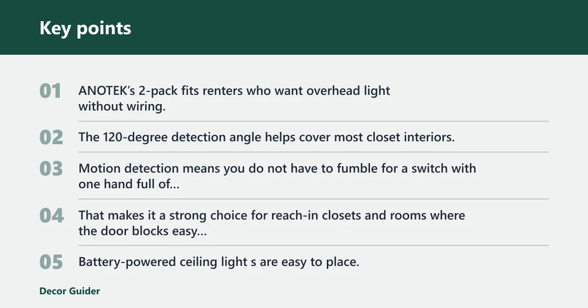 Key points: Motion sensor light: best for hands-free use
